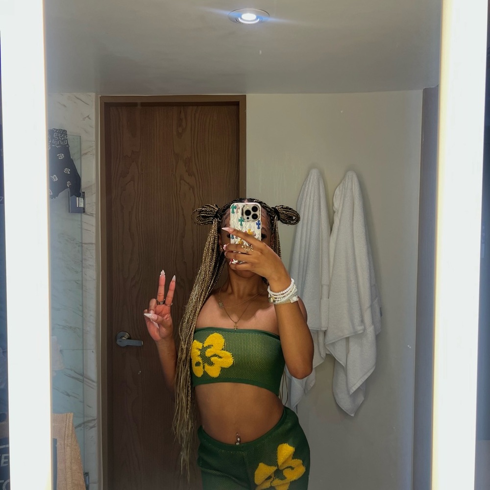 Green and Yellow Floral Two-Piece Set